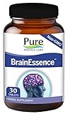Pure Essence Labs Brain Essence Natural Booster Supplement - Memory, Focus and Clarity Support - Rhodiola, Bacopa Monnieri, Ashwagandha - 30 Tablets