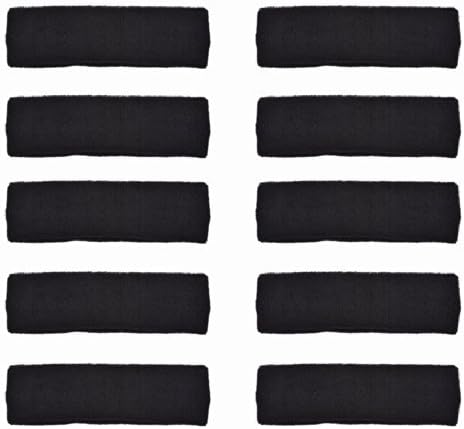 Krismile Hot Selling New Pack of 10 Black cotton sports basketball headband / sweatband head sweat band/brace