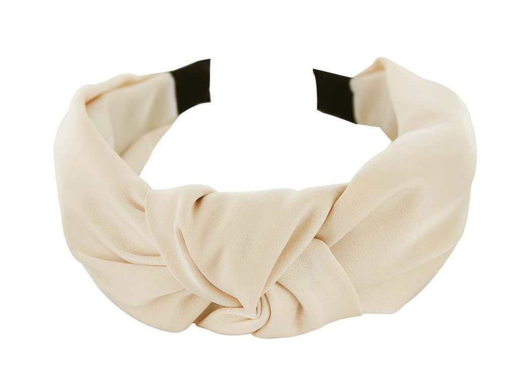 axy Headband with Knot and Satin Covered Vintage Beautiful Headband Hair Accessories Women's Headband HR35A (Sand Beige) — image 1