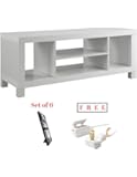 Cross Mill TV Stand for Flat Screen TV up to 42" in White Finish with Extra Free!