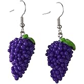 Cute 3D Fruit Dangle Earrings for Women Resin Imitation Food Drop Earrings Acrylic Strawberry Grape Orange Avocado Lemon Earrings Jewelry Gift-
