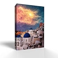 Canvas Wall Art Gorgeous City Under Space Canvas Prints Home Artwork Decoration for Living Room,Bedroom - 12x18 inches