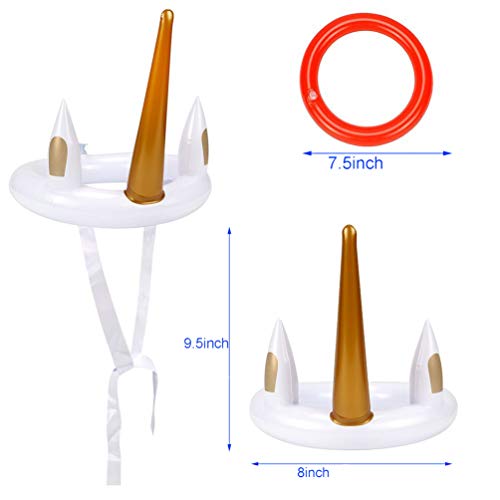 Inflatable Unicorn Ring Toss Game Hoop Toy Floating Swimming Ring for Pool Favor for Garden Party Beach Supplies Decor for Kids Funny Family Games
