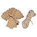 UEETEK 100pcs Cardboard Tree Gift Kraft Label Tags with 20M Rope for Christmas Birthday Party Decor(Brown)