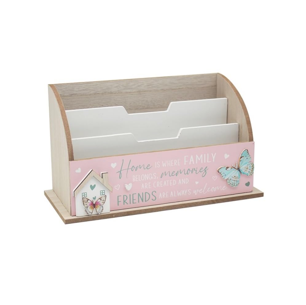 Lesser & Pavey Friends & Family Letter Rack | Wooden 3-Compartment Holder for Home and Office | Stylish Gift for Organization | Perfect for Desk or Countertop