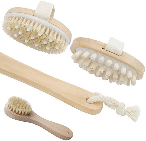 Beautyours 【2-in-1 Bath Brush &amp; Face Brush Set】Skin Cactus Comb Boar Bristles Bumpy and Woody Wooden Massage Nubs (Double Side) (Detachable)