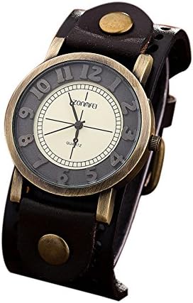 Mens Casual Sport Wrist Watch Military Vintage Leather ZONMFEI Fashion Dress Watch for Women Girls Brown