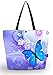 icolor Blue Butterflies Portable Eco Reusable Eco-friendly Shopping Bag Handle case Bag Shopping Large Grocery shoulder bag Reusable Portable Storage HandBags Convenient Shoppers Tote YGWB-34