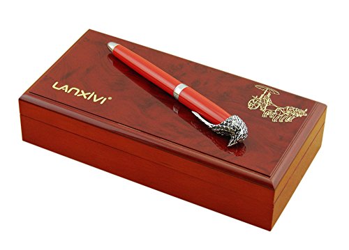 Lanxivi Bald Eagle Head Clip Fountain Pen Wooden Box Pen Pouch
