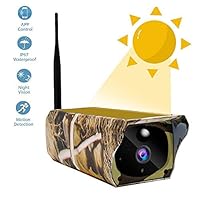 Baiwka Solar Surveillance Camera, HD 1080P Wireless WiFi Outdoor Security Camera System with IP66 Waterproof 10m Night Vision Motion Detection Alarm Alert Remote APP for Home Office Store(Green 2)