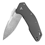 Kershaw Eris Folding Pocket Knife (1881); 3-Inch Stainless Steel Drop-Point Blade Featuring SpeedSafe Assisted Opening, Titanium-Coated Handle, Secure Frame Lock and Reversible Pocket Clip; 4.7 OZ
