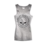 Harley-Davidson Official Women’s Skull Scoop Neck Tank, Grey