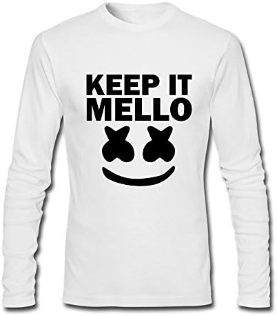 Men's marshmello face Keep it mello Long sleeve t-shirt Medium White