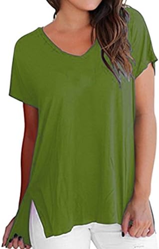 Yellow Tee Tops For Women, Short Sleeve T Shirt Basic Plain Casual Tees Shirt Blouse (L, Green)
