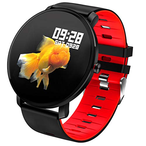 Meidexian888 Smart Wristband for iOS Android, Blood Pressure Heart Rate Sleep Monitor Waterproof Sports Fitness Watch (Red)