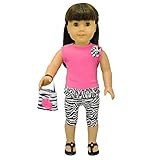 Doll Clothes - Zebra Print Outfit Set Purse Pink Fits American Girl Doll, My Life Doll and 18 inch dolls
