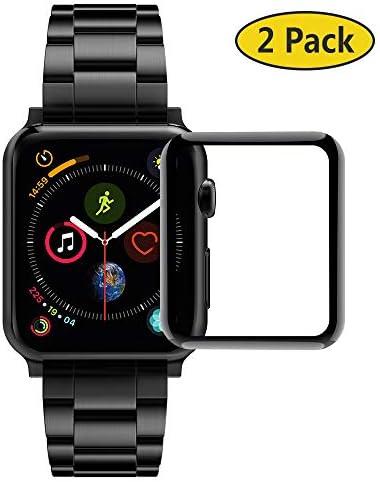 GeeRic Screen Protector Compatible with Apple Watch 40mm,2 Pack Tempered Glass Film [Carbon Fiber Frame Edge][Black Frame]