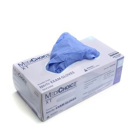 MediChoice Exam Glove, Next Generation Nitrile XT, Non-Sterile, Ambidextrous, Powder-Free, Textured Beaded Cuff, Cleared For Use With Some Chemotherapy Drugs, 9.5-Inch Cuff, Medium (Box of 200)