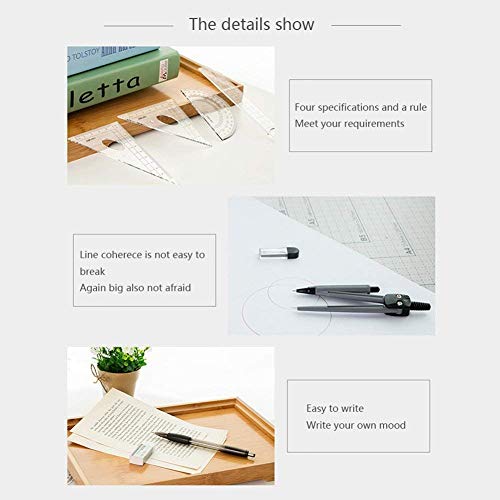 Holoras 8Pcs Math Geometry Tools Set for Students Drawing and Drafting, Includes Rulers, Protractor, Compass, Pencil, Pencil Lead Refills and Eraser