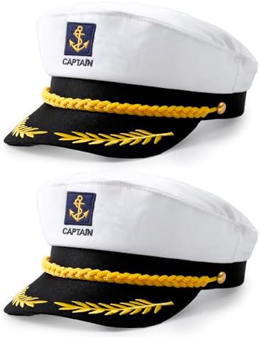 Amazon.com: Deluxe Men's Captain Skipper Yacht Hat, Sizes 57-60 CM