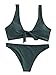 SweatyRocks Women's Sexy Bikini Swimsuit Tie Knot Front Swimwear Set Green L