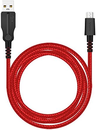 Vanko HARTech Military-Grade Micro-USB Nylon Charge and Sync Cable, Reinforced with DuPont Fiber, for Android Smartphones, Samsung, Huawei, Xiaomi, LG, HTC, Sony, Kindle, 5ft, Red/Black