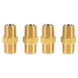 Boeray 4pcs 1/4"x1/4" Brass Pipe Hose Fitting with NPT Male Thread Straight Hex Nipple Fast Coupler