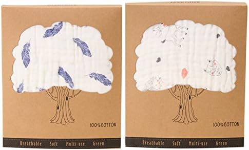 Muslin Baby Swaddle Blankets (2 Pack) 100% Cotton 6 Layer for a Baby Boy&Girl Large 35.43 x 35.43 inch.