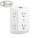 Cable Matters 2-Pack 3 Sided 6 Outlet Splitter Grounded Outlet Extender Wall Tap