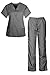G Med Unisex Scrub Set V-Neck Top and Pant 2 PC Set(Menset-MED,DGY-L) Dark Grey