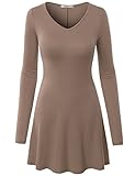 J.TOMSON Women's Basic Long Sleeve V-Neck Tunic Top with Flare Hem