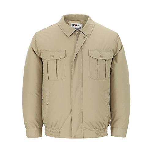 DEWBU Workwear Equipped Cooling Jacket Fan with Battery Pack for Summer Outdoors Air-Conditioned Clothes (Khaki Suit,XX-Large) - Thumbnail 5