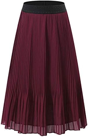 NAMETSHE Women's Chiffon High Waist Pleated Skirt A-line Maxi Skirts