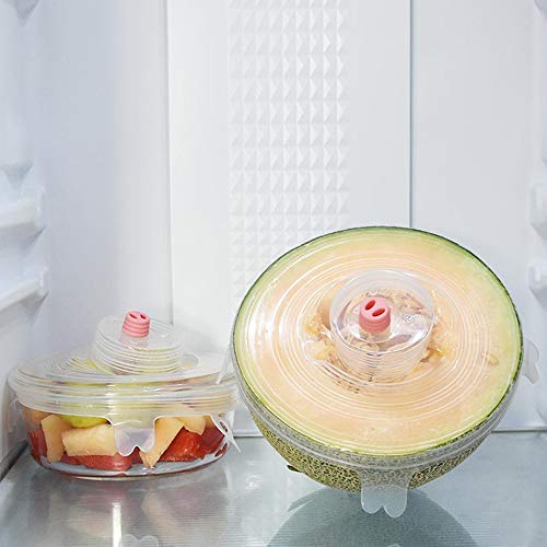 6Pcs Sizes Stretch Lids, Wenini Reusable Silicone Food and Bowl Covers, Seal Cover Lids, Keep Food Fresh Storage Cover (Clear)