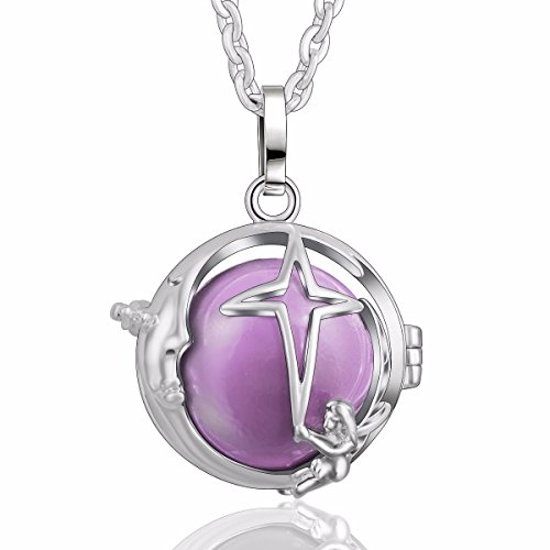 EUDORA Harmony Bola Moon Story Angel Chime Caller Chime Pendant 30 Inches Necklace Violet