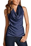 PinkWind Women's Sleeveless Draped Cowl Neck Tank Tops T Shirts 11 Colors