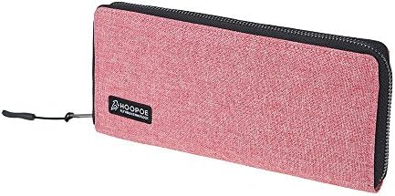 HOOPOE All-In Wallet, Red Oxford Crosshatching Poly, Zipper Large Capacity Long Clutch Purse Organizer with 12 Card Holder, Water-Resistant Zip Up Coin Slot Travel Women Ladies Wallet Card