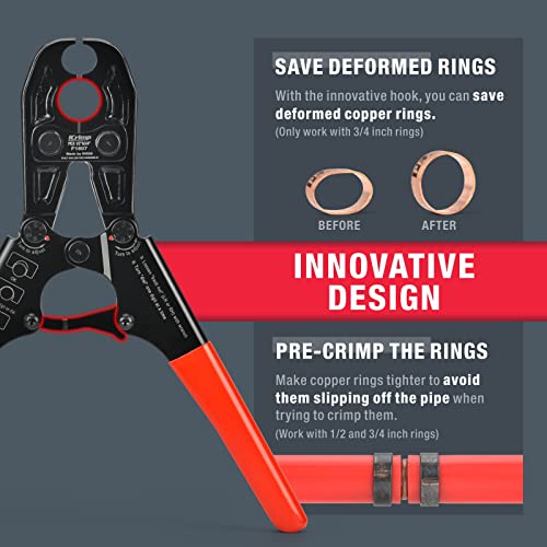 thumbnail interactive-video image 1 of ICrimp Pex Pipe Crimping Tool Kit - 3/8 To 1-Inch Copper Ring Crimper With Cutter 1 of 6