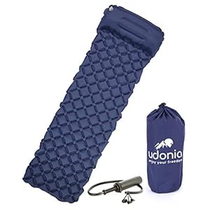 Udonia isomat, ultralicht luchtmatras (blauw) voor camping en outdoor, met hoofdkussen, praktische draagtas, pomp en…