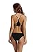 zeraca Women's Strap Side Bottom Halter Racerback Bikini Bathing Suits (S6, Black)
