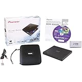 Pioneer BDR-XD05B 6x Slim Portable USB 3.0 Blu-Ray Burner (Black) - Supports BDXL/BD/DVD/CD - Bonus CyberLink Media Suite 10 Windows Software, Protective Carrying Case &amp; Microfiber Disc Cleaning Cloth