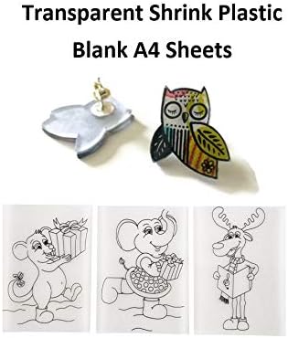 Shrink Plastic x 5 - Blank Transparent Sheets A4 - Oven Heat Shrink