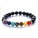 ALoveSoul 3 pcs Amethyst And Turquoise And Black Lava Stone Stretch Yoga Chakra Power Balance Bracelets