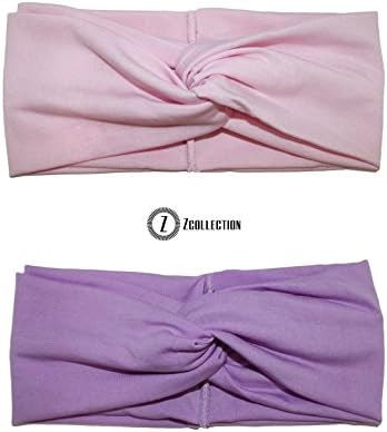 ZCollection 2pc Women Elastic Headband Fashion - Yoga - Sports - Travel. Super Comfortable. Chic Design &amp; Quality - 15 colors ( Pack of 2 pcs ) Purple / Pink