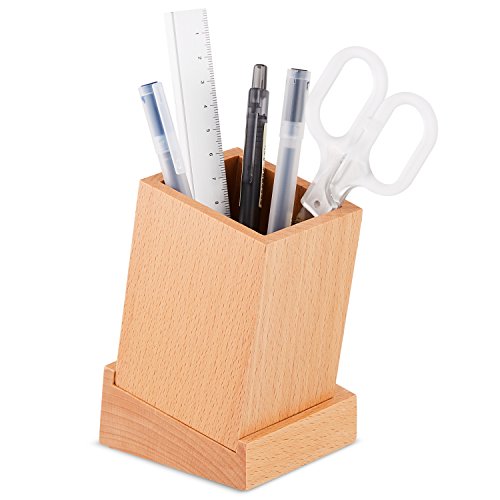 Wooden desktop pen pot organizer storage, ahfulife 100%…