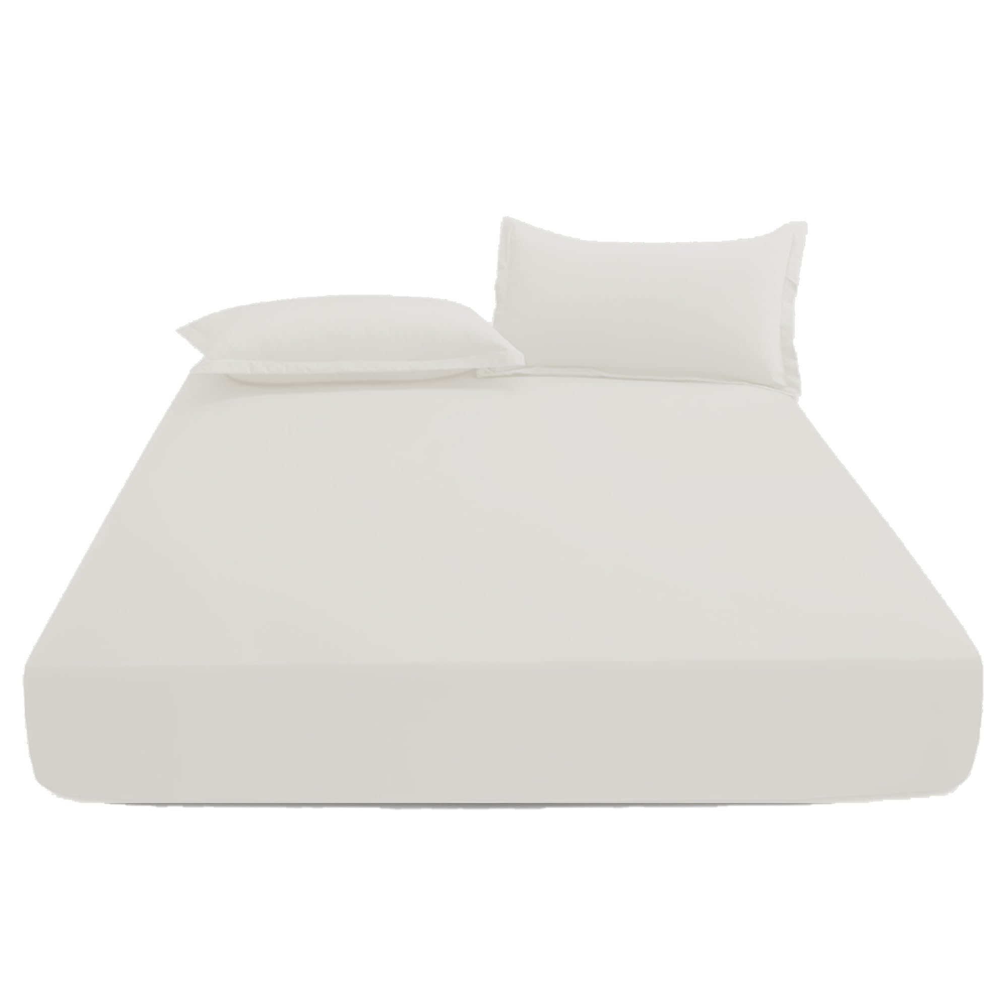 KHIM Luxury Extra Deep Fitted Sheet 16”/40CM Breathable Poly Cotton Plain Soft Long-Lasting Bed Sheet Single Double King Super King (Cream, Double)