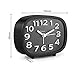 Chelvee Alarm Clock, 3” Quartz Analog Alarm Clock with Night Light, Ultra Small, Silent with No Ticking (Black) (Black1)