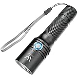 Wailond U8 LED Flashlight, USB Rechargeable (18650 Battery Included), Super Bright 900 Lumens Cree LED, IP65 Water-Resistant, 5 Modes - Best for Camping, Emergency, Outdoors, Everyday Flashlights