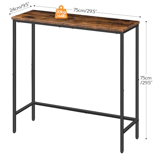 HOOBRO Narrow Console Table, Skinny Entryway Table for Hallway, Slim Sofa Table, Industrial Console Table Entrance, Long Hall Table for Foyer, Bedroom, Living Room, Rustic Brown and Black EBF75XG01