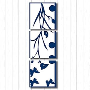 Blue Flowers Pattern Painting Artwork for Home Framed 24 Panels
